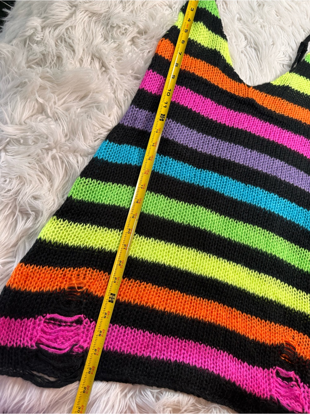 Dolls Kill • Current Mood Tough Tendencies Neon Rainbow Stripe Dress & Shrug Set - Picture 14 of 16